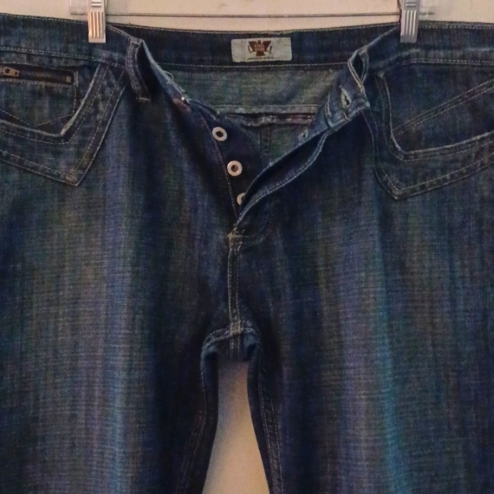ANTIK DENIM Button-fly, Flare Leg Blue Jeans, 38W/32L - Picture 7 of 11